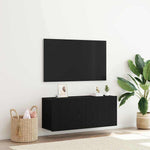 Tv-Benksett Svart Eik 100 X 30 X 41 Cm Konstruert Tre