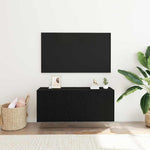 Tv-Benksett Svart Eik 100 X 30 X 41 Cm Konstruert Tre
