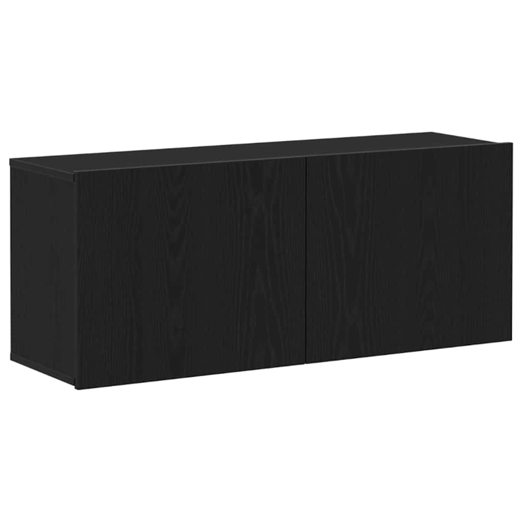Tv-Benksett Svart Eik 100 X 30 X 41 Cm Konstruert Tre