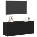Tv-Benksett Svart Eik 100 X 30 X 41 Cm Konstruert Tre