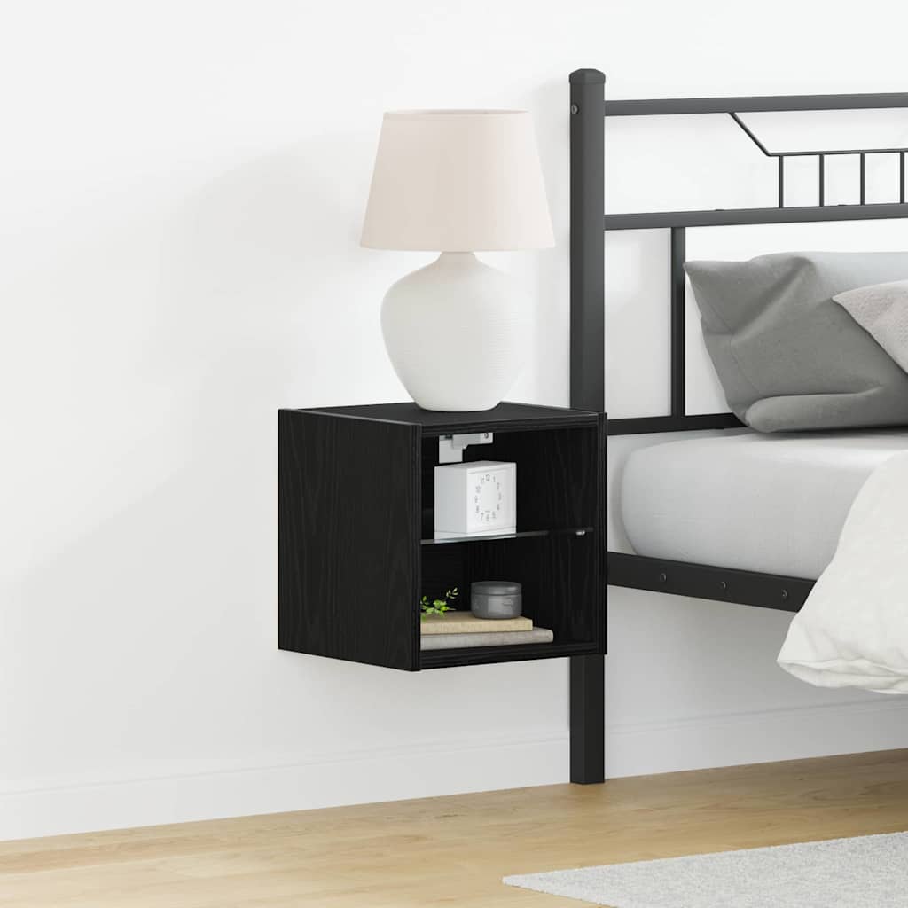 Tv-Benksett Veggmontert Svart 30 X 28,5 X 30 Cm Konstruert Tre
