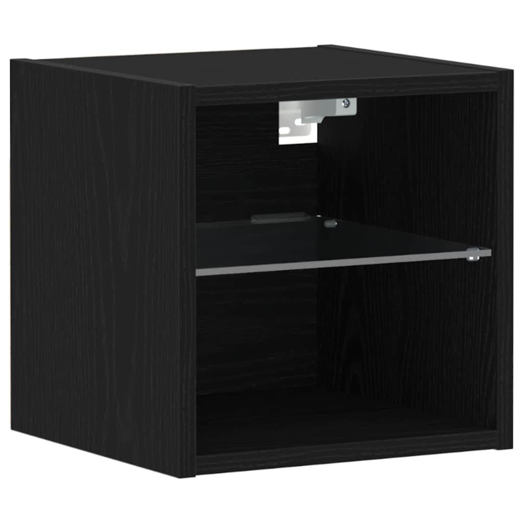 Tv-Benksett Veggmontert Svart 30 X 28,5 X 30 Cm Konstruert Tre