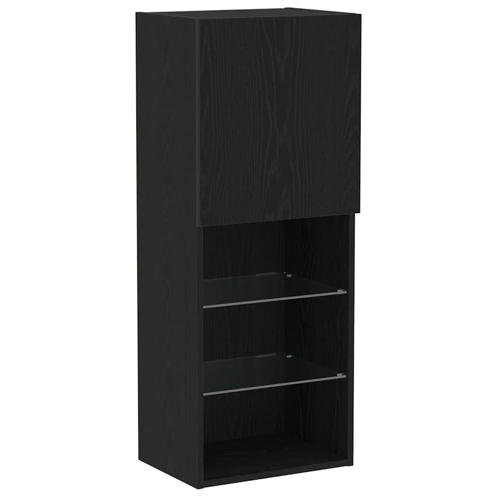 Tv-Benksett Svart Eik 40,5 X 30 X 102 Cm Konstruert Tre