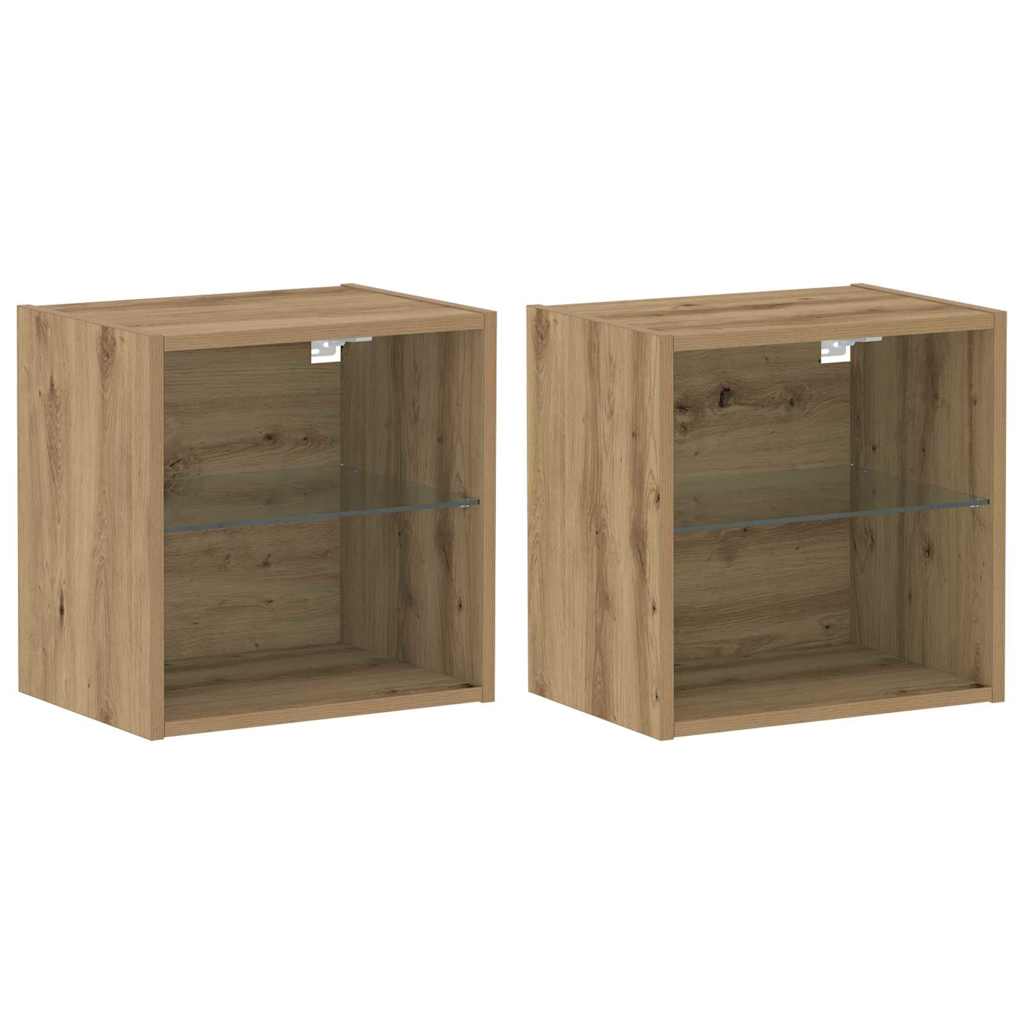 Flytende Hylle 2 Pcs Brun 40 X 28.5 X 40 Cm Konstruert Tre