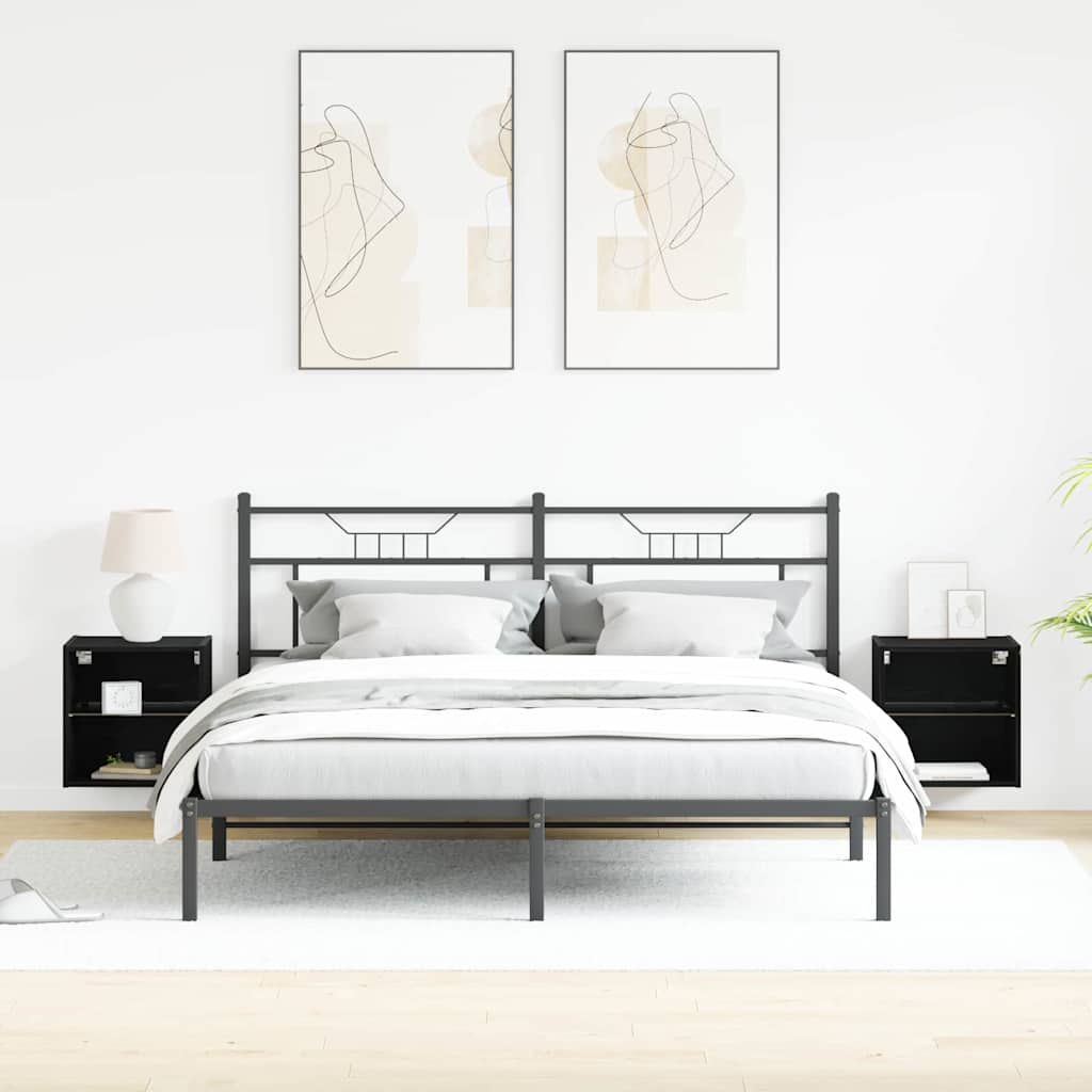 Flytende Hylle 2 Pcs Svart 40 X 28.5 X 40 Cm Konstruert Tre