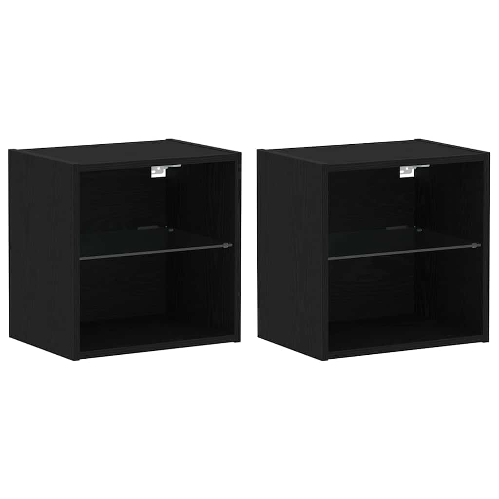 Flytende Hylle 2 Pcs Svart 40 X 28.5 X 40 Cm Konstruert Tre