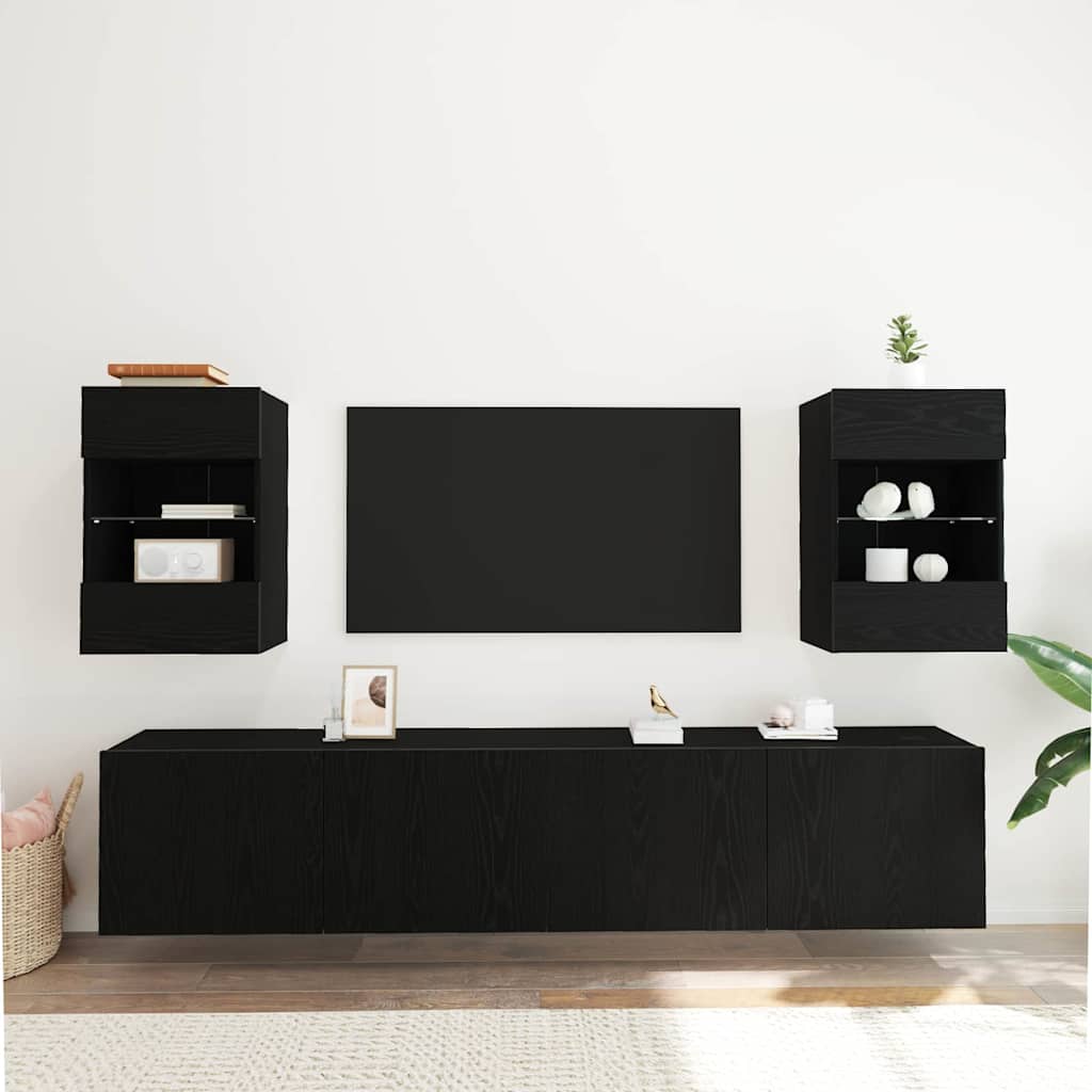 Tv-Benksett 2 Pcs Svart 40 X 30 X 60,5 Cm Konstruert Tre