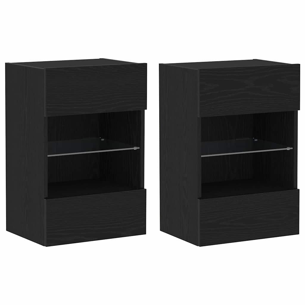 Tv-Benksett 2 Pcs Svart 40 X 30 X 60,5 Cm Konstruert Tre