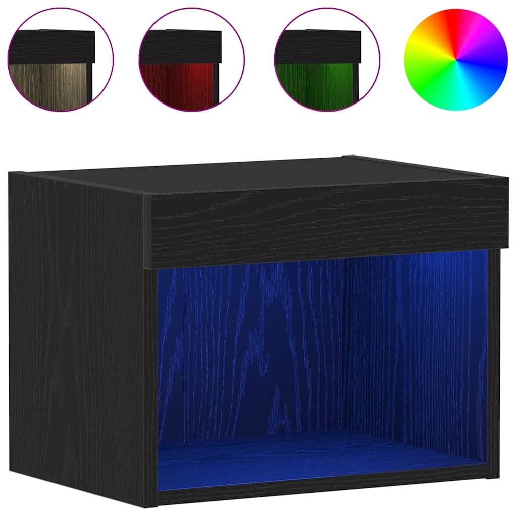 Tv-Benksett Svart Eik 40 X 30 X 30 Cm Konstruert Tre