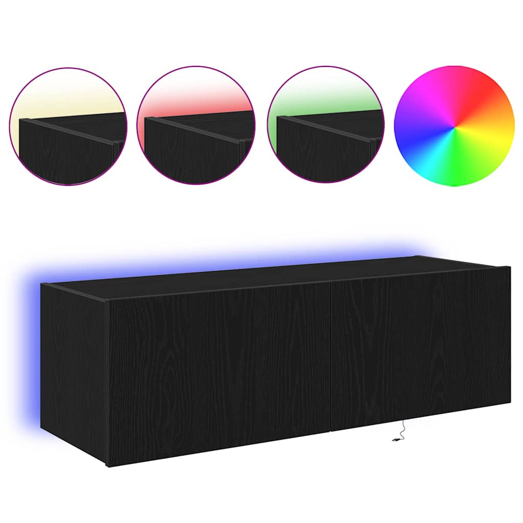 Tv Veggskap 2 Pcs Svart Eik 100 X 35 X 31 Cm Konstruert Tre