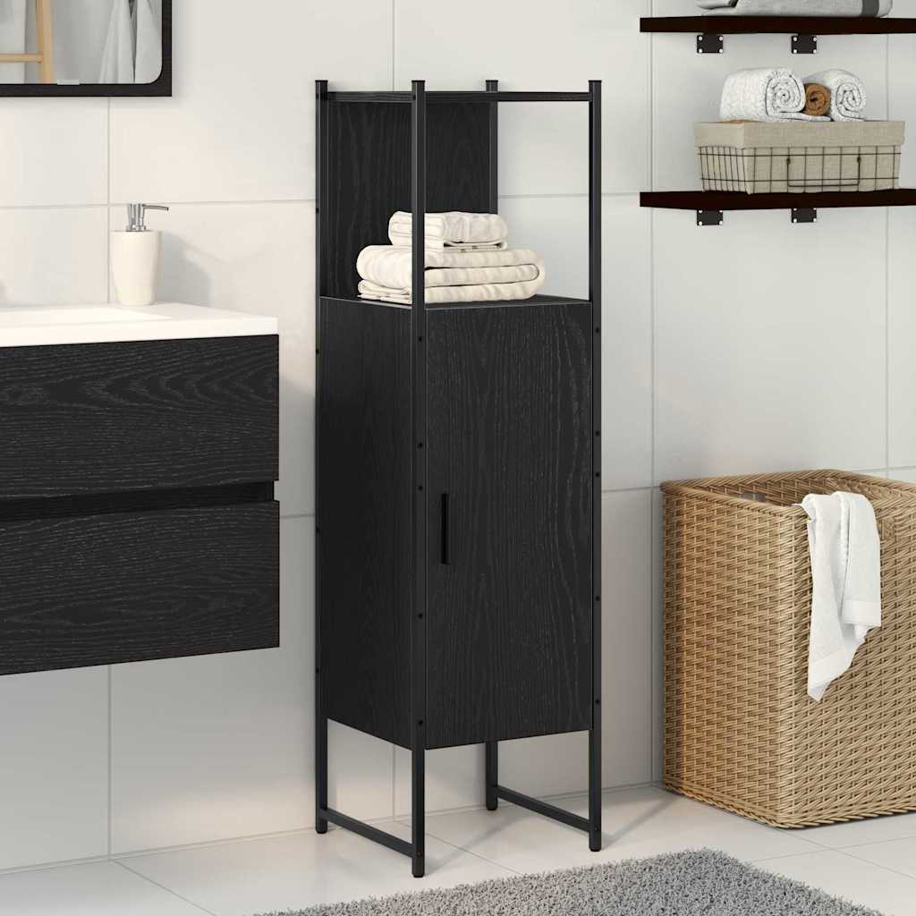 Baderomsinnredningssett Med Hylle Svart Eik 33 X 33 X 120,5 Cm