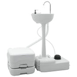 Camping Toalett Set 2 Pcs Grå Og Hvit Høy-Densitet Polyetylen