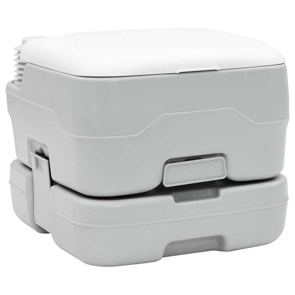 Camping Toalett Set 2 Pcs Grå Og Hvit Høy-Densitet Polyetylen