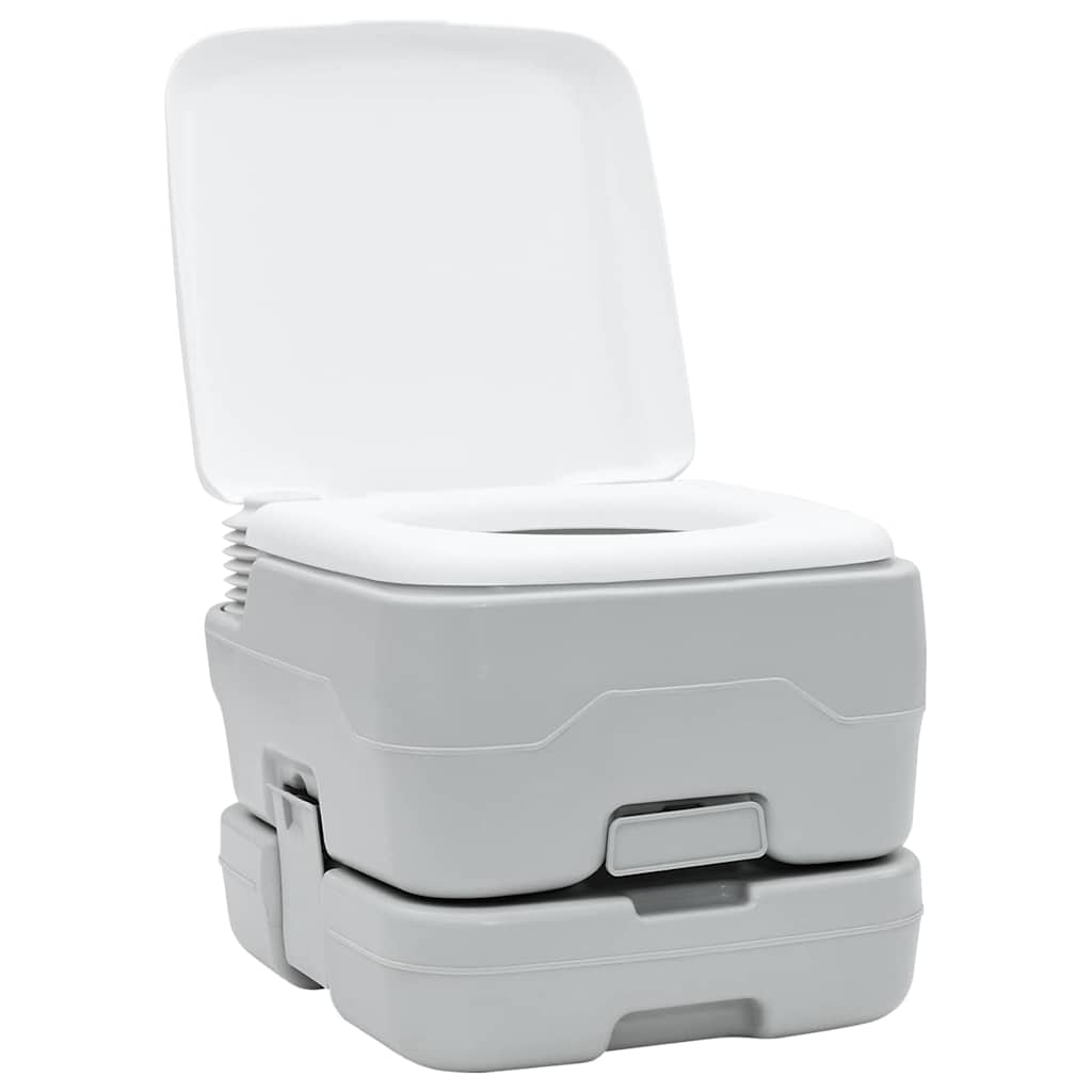 Camping Toalett Set 2 Pcs Grå Og Hvit Høy-Densitet Polyetylen