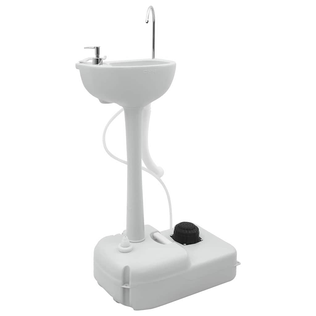 Camping Toalett Set 2 Pcs Grå Og Hvit Høy-Densitet Polyetylen
