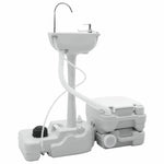 Camping Toalett Set 2 Pcs Grå Og Hvit Høy-Densitet Polyetylen