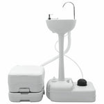 Camping Toalett Set 2 Pcs Grå Og Hvit Høy-Densitet Polyetylen