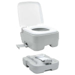 Camping Toalett Set 2 Pcs Grå Og Hvit Høy-Densitet Polyetylen