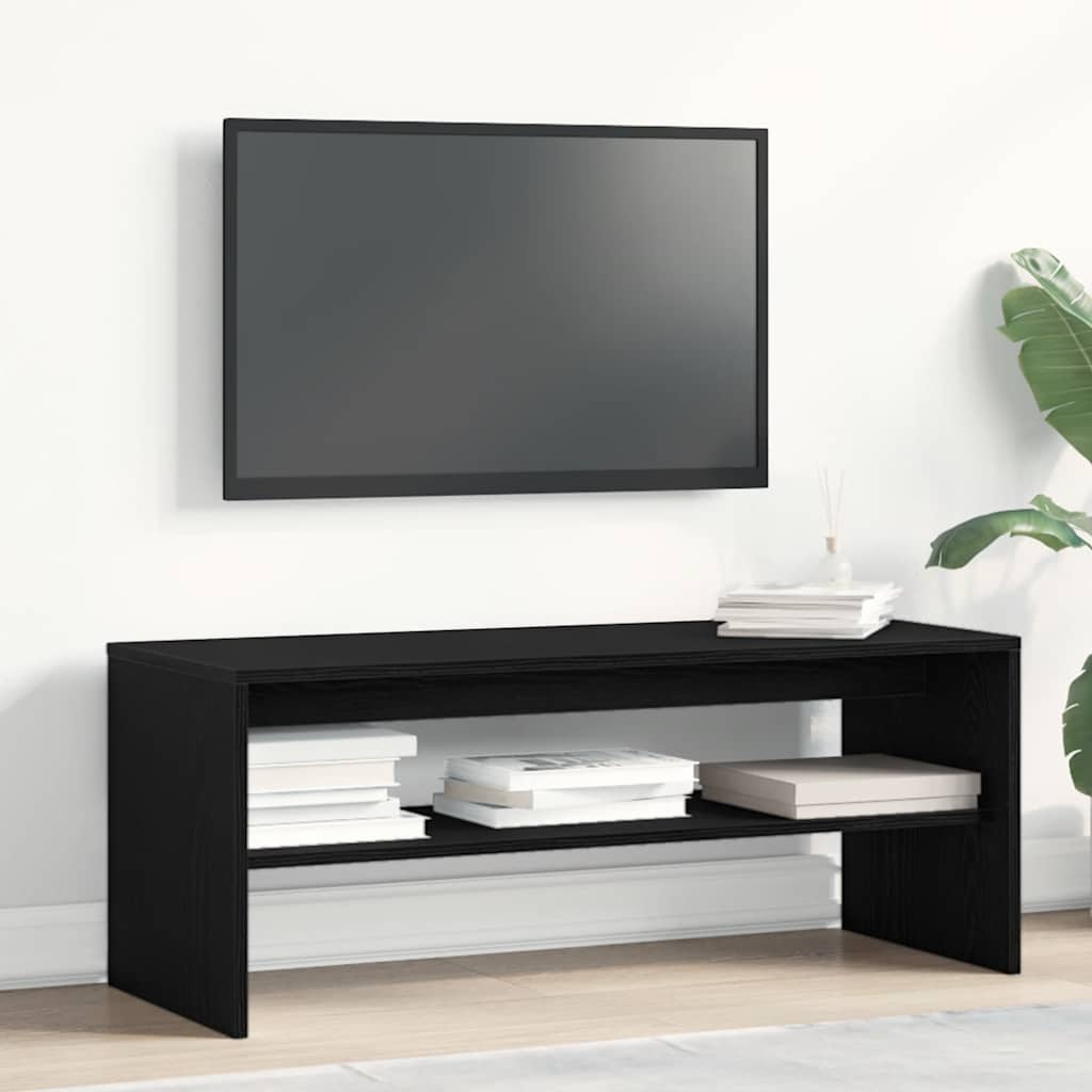 Tv-Benk Svart Eik 100X40X40 Cm Konstruert Tre