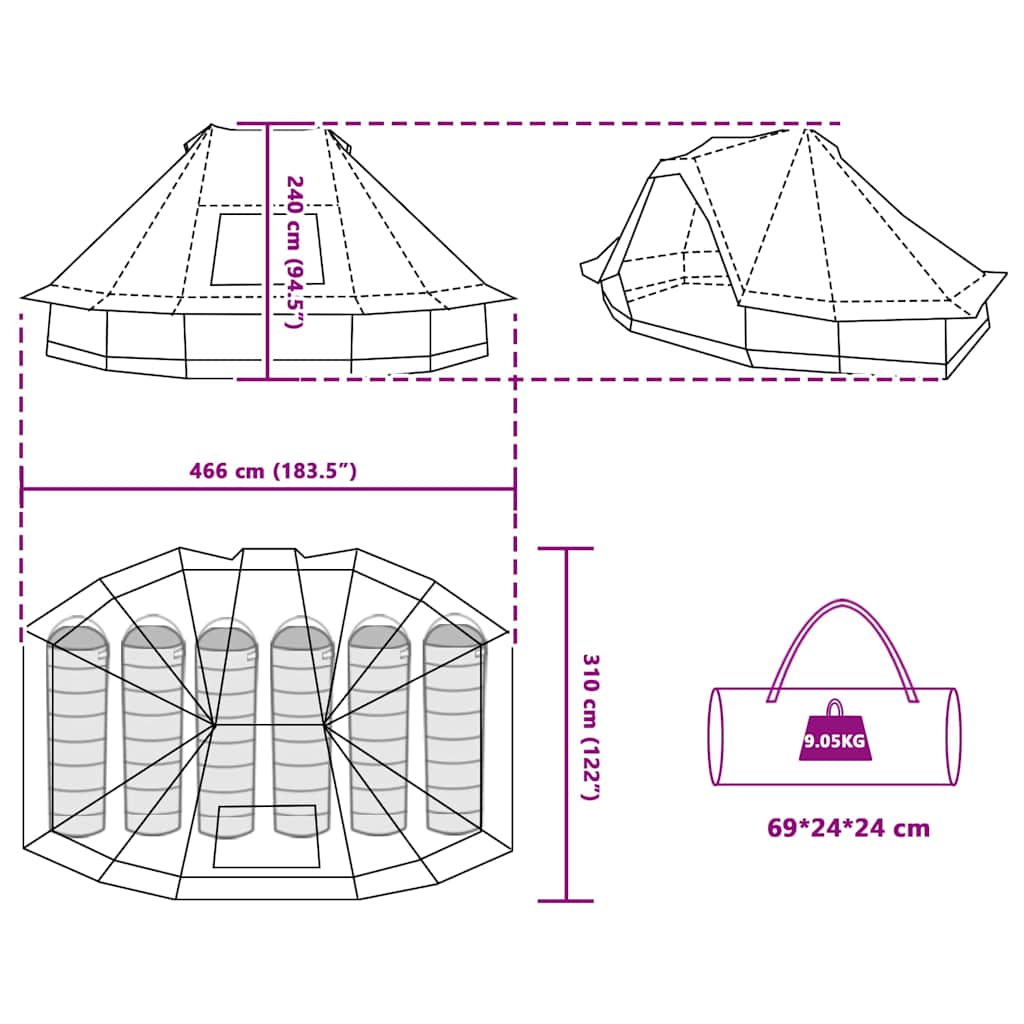 Tipi Telt Med Tak Med Lagring Blå 466 X 310 X 240 Cm Taft