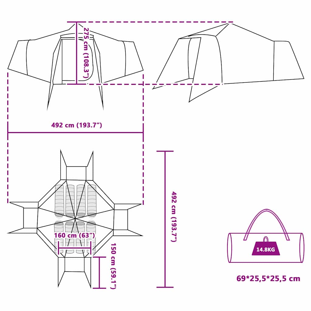 Tipi Telt Med Tak Med Lagring Grønn 492 X 492 X 275 Cm Taft