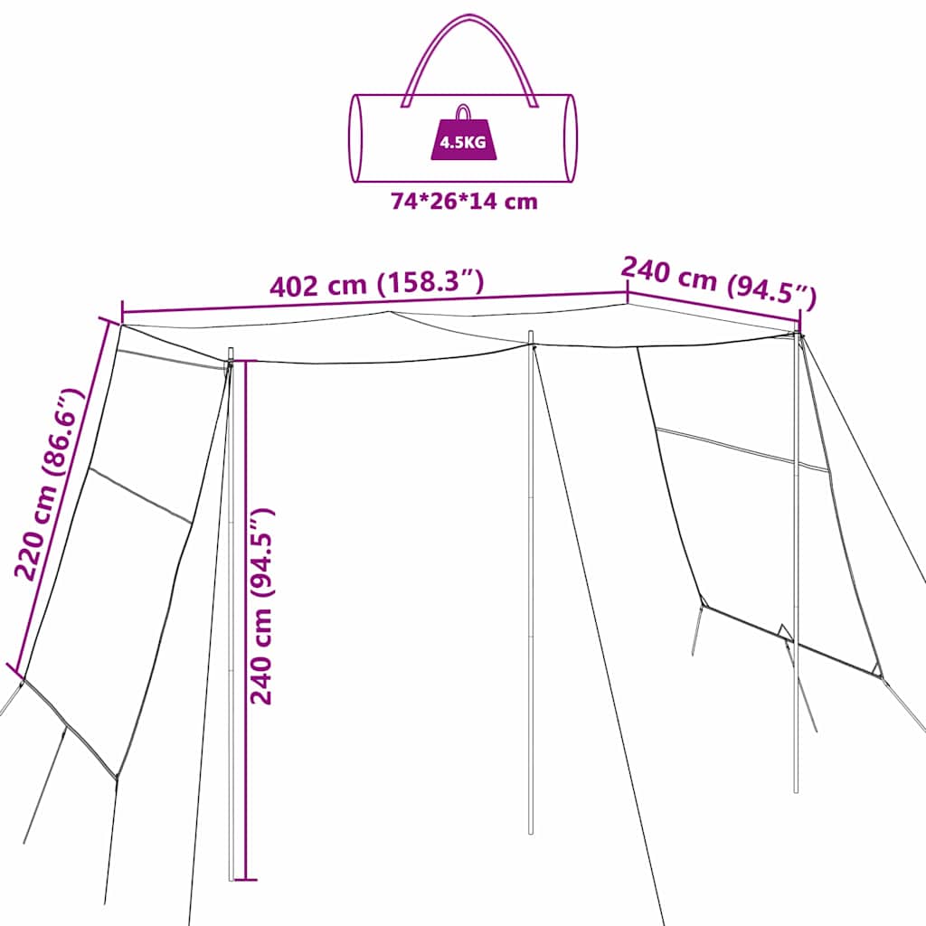 Vannavvisende Tarp Med Tak 402 X 240 X 240 Cm