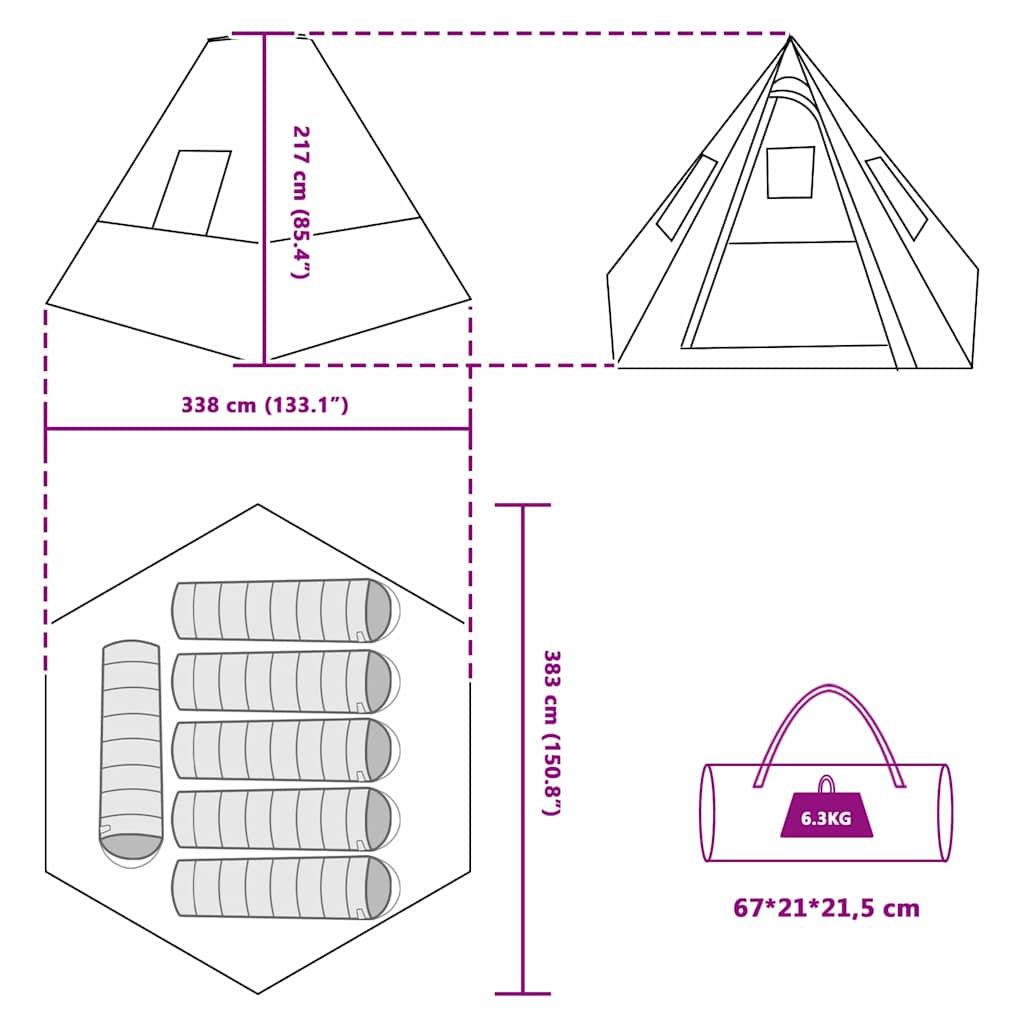 Tipi Telt Med Tak Med Lagring Blå 383 X 338 X 217 Cm Taft
