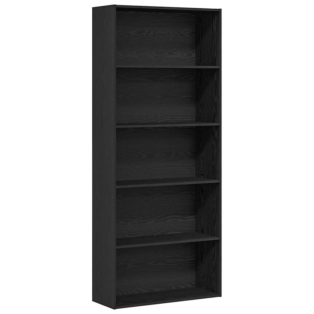 Bokskap Svart Eik 80X30X189 Cm Konstruert Tre