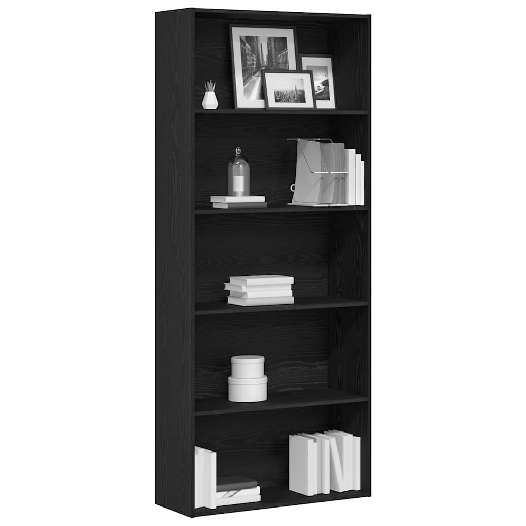 Bokskap Svart Eik 80X30X189 Cm Konstruert Tre