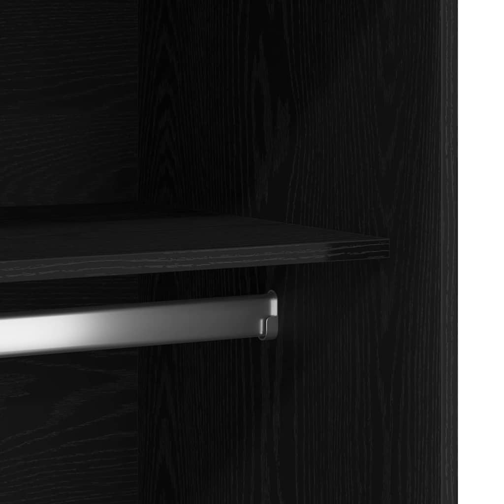 Garderobeskap Svart Eik 100 X 50 X 200 Cm Konstruert Tre