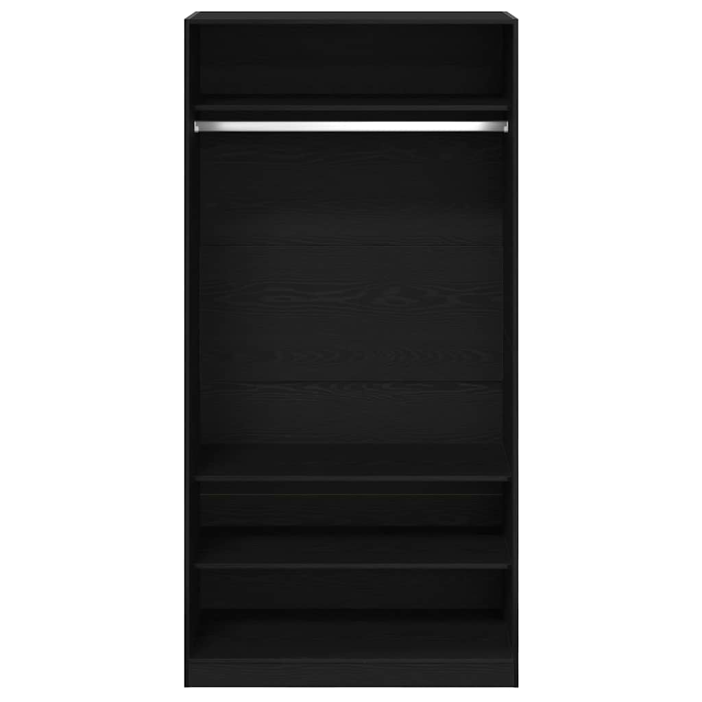 Garderobeskap Svart Eik 100 X 50 X 200 Cm Konstruert Tre