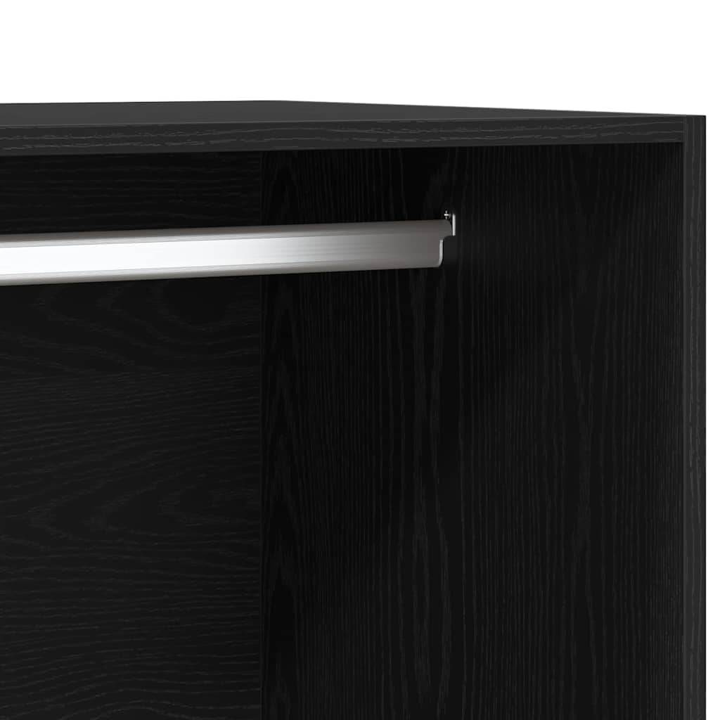 Garderobeskap Svart Eik 50 X 50 X 200 Cm Konstruert Tre
