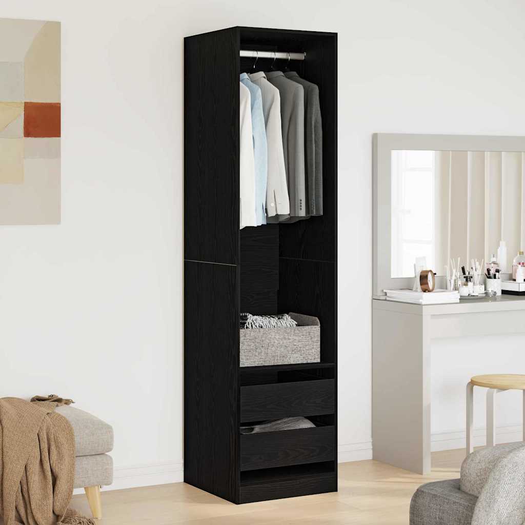 Garderobeskap Svart Eik 50 X 50 X 200 Cm Konstruert Tre