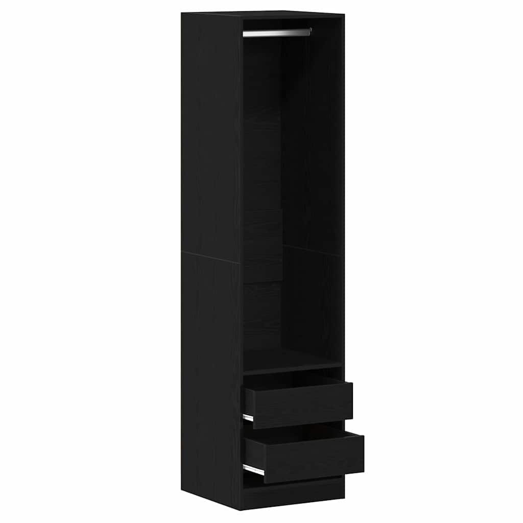 Garderobeskap Svart Eik 50 X 50 X 200 Cm Konstruert Tre
