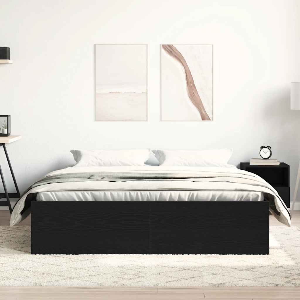 Sengeramme Uten Madrass Svart Eik 150X200 Cm Konstruert Tre