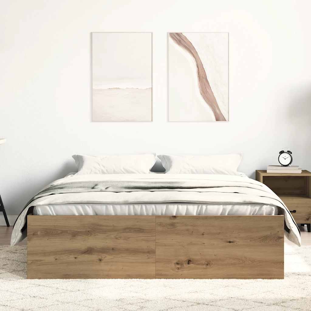 Sengeramme Uten Madrass Artisan Eik 135X190 Cm Konstruert Tre
