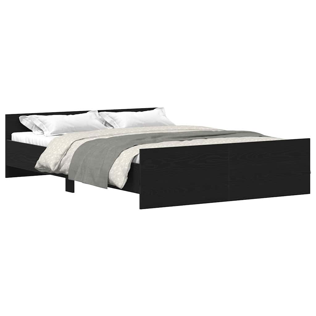 Sengeramme Uten Madrass Svart Eik 140X200 Cm Konstruert Tre