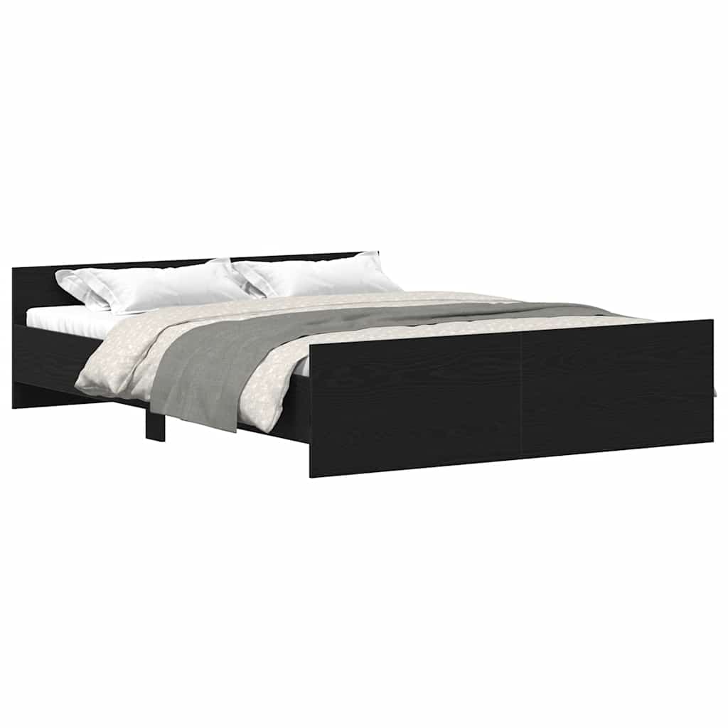 Sengeramme Uten Madrass Svart Eik 160X200 Cm Konstruert Tre