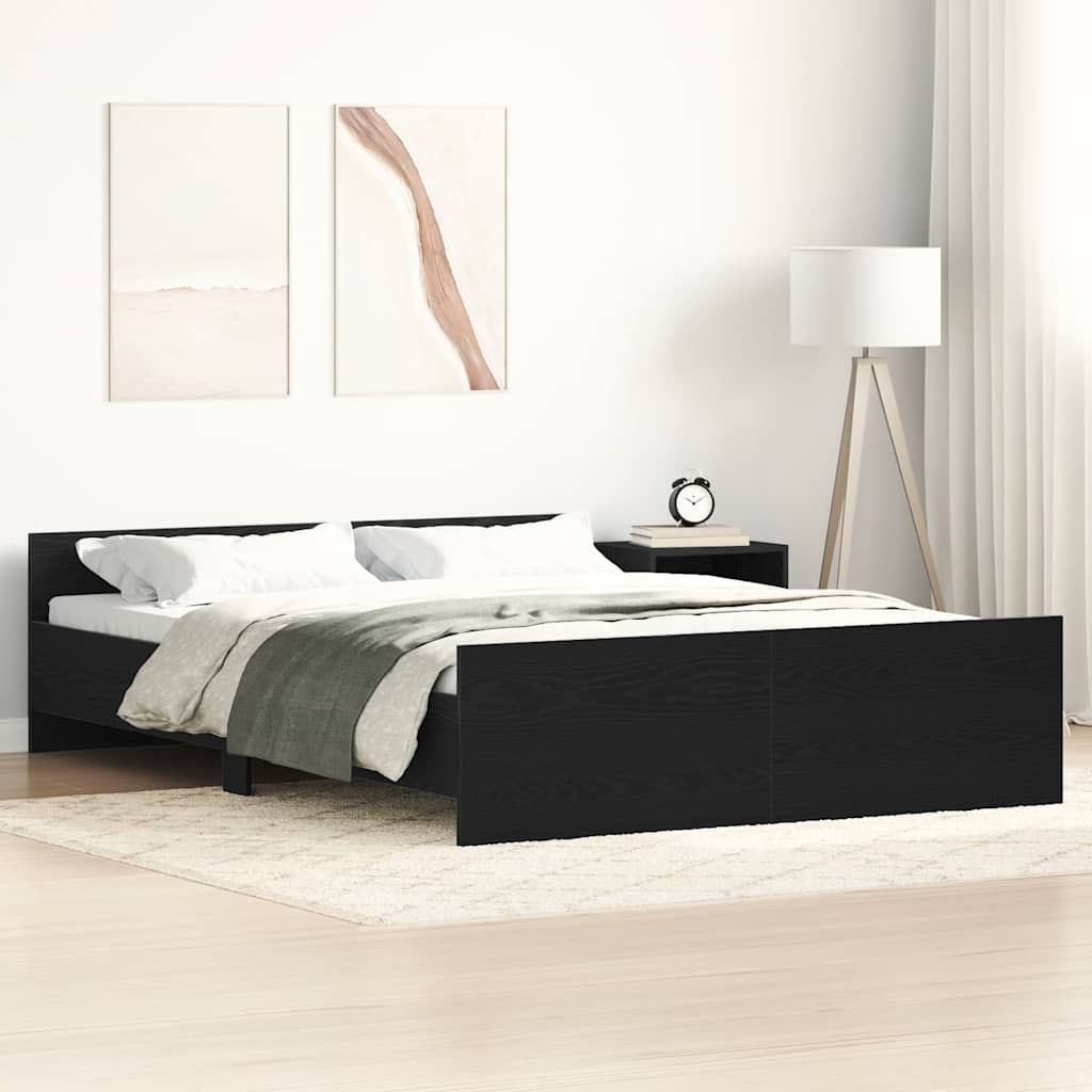 Sengeramme Uten Madrass Svart Eik 120X190 Cm Konstruert Tre