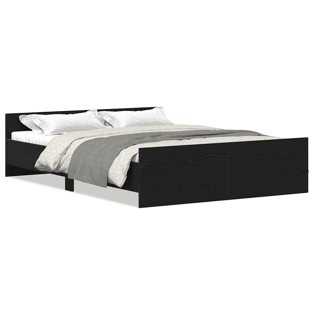 Sengeramme Uten Madrass Svart Eik 135X190 Cm Konstruert Tre