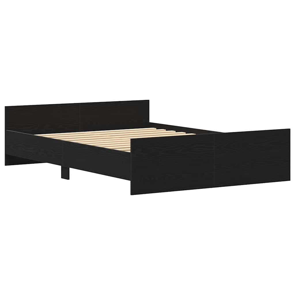 Sengeramme Uten Madrass Svart Eik 135X190 Cm Konstruert Tre