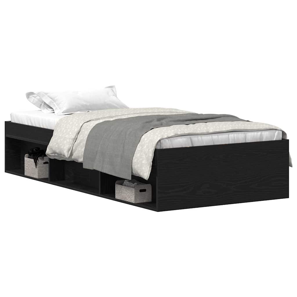 Sengeramme Uten Madrass Svart Eik 90X190 Cm Konstruert Tre
