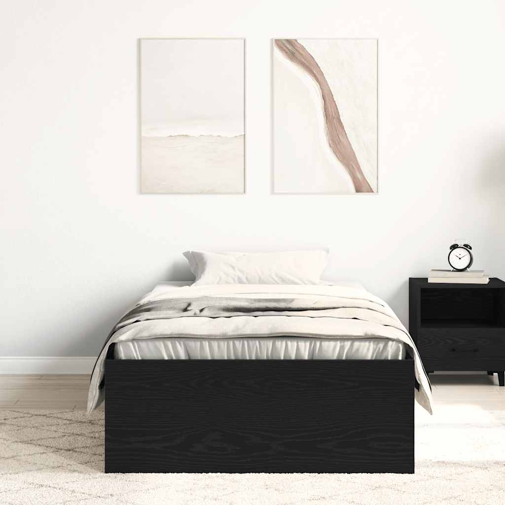 Sengeramme Uten Madrass Svart Eik 90X190 Cm Konstruert Tre
