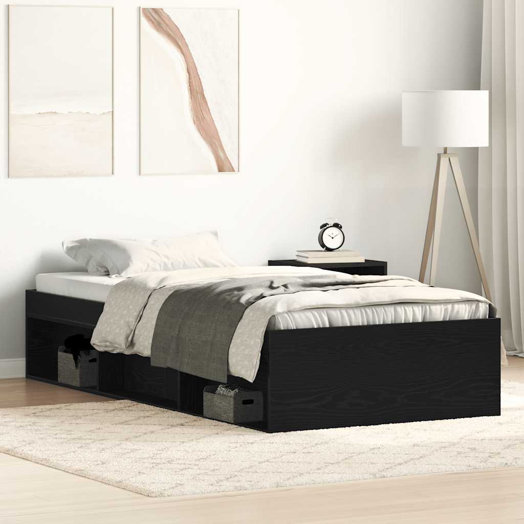 Sengeramme Uten Madrass Svart Eik 90X190 Cm Konstruert Tre