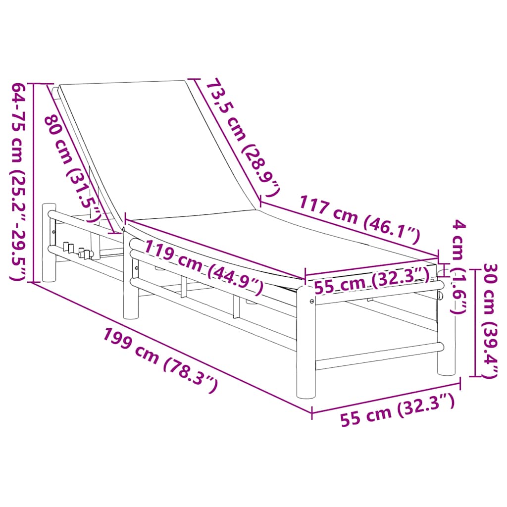 Solseng Med Puter 55X199X30 Cm Bambus