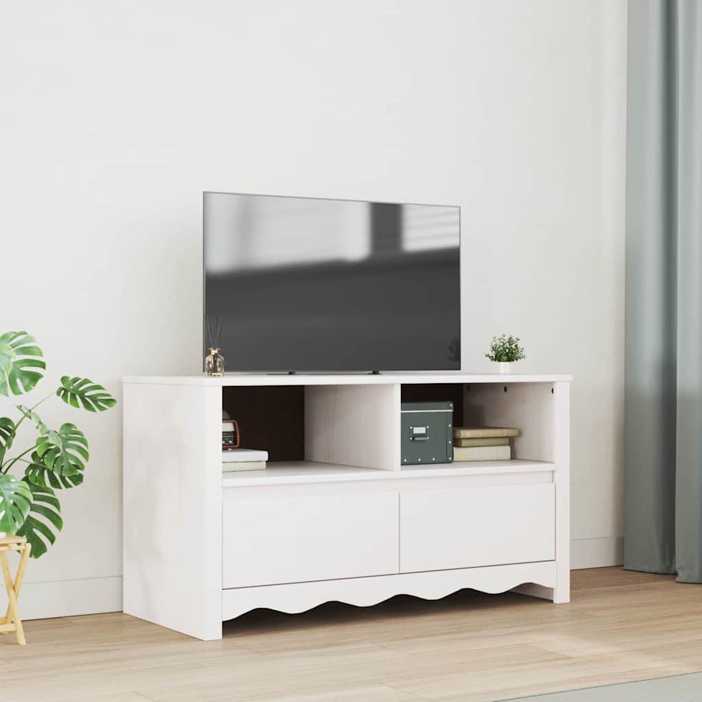 Tv-Skap Med Skuff Drammen Hvit 99 X 43 X 55 Cm Massivt Furutre