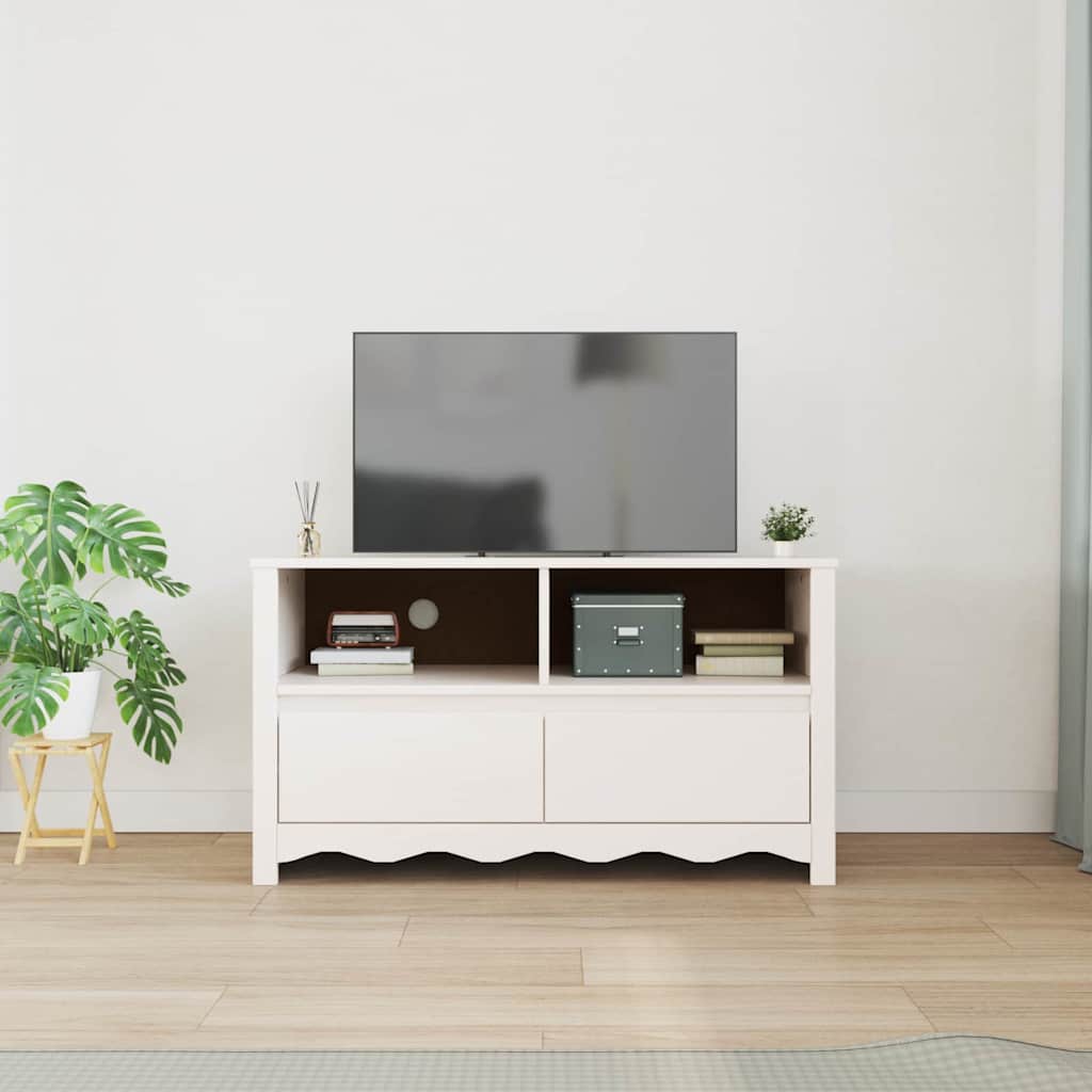 Tv-Skap Med Skuff Drammen Hvit 99 X 43 X 55 Cm Massivt Furutre