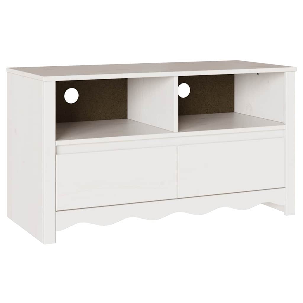 Tv-Skap Med Skuff Drammen Hvit 99 X 43 X 55 Cm Massivt Furutre