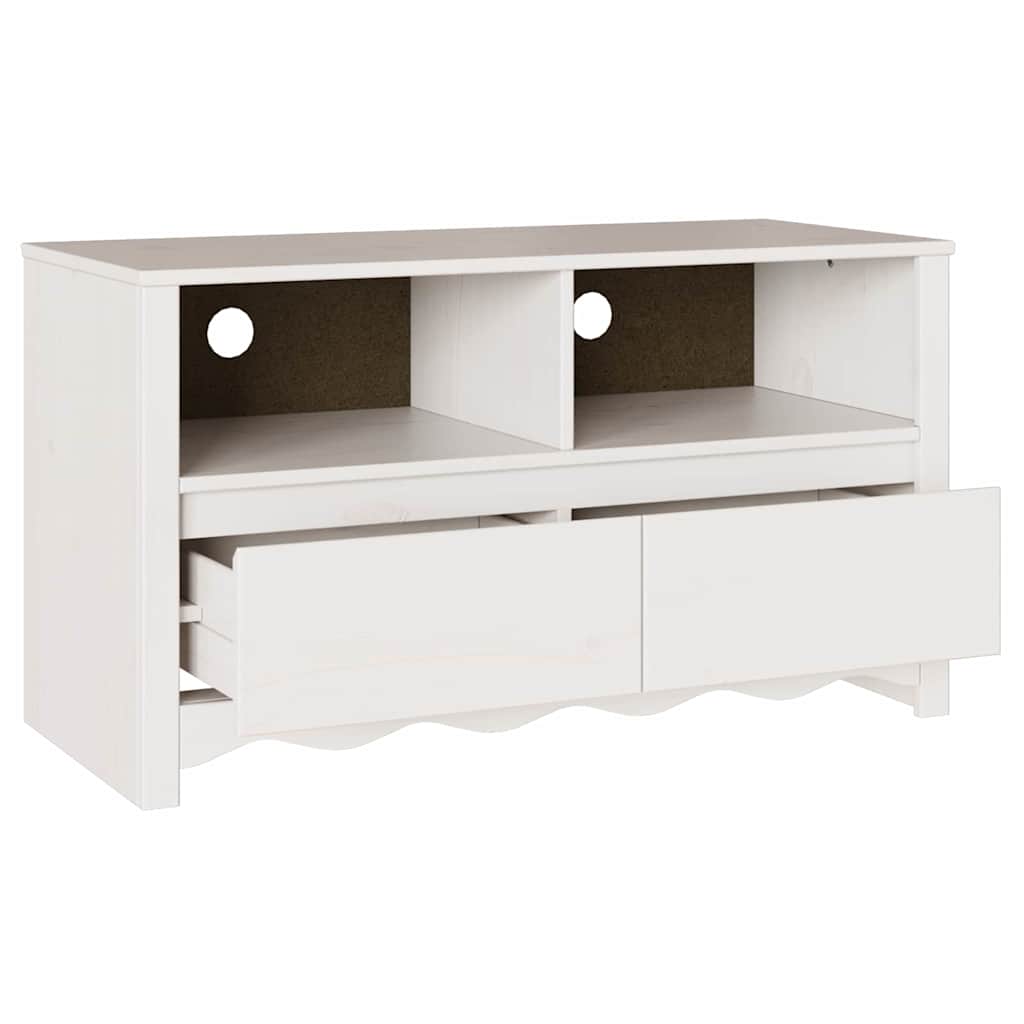 Tv-Skap Med Skuff Drammen Hvit 99 X 43 X 55 Cm Massivt Furutre