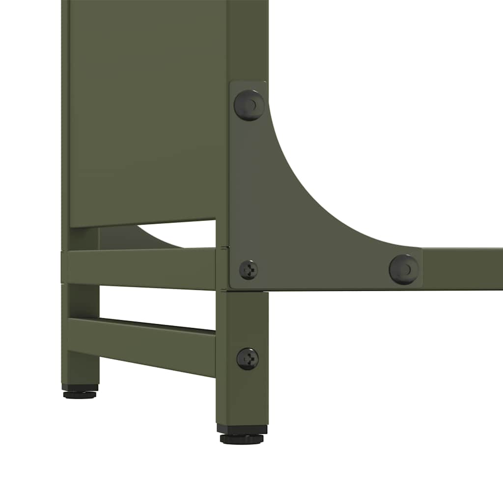 Vedstativ Olivengrønn 90X28X65 Cm Kaldvalset Stål